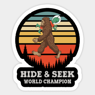 Hide and Seek World Champion Retro Vintage Bigfoot Silhouette Sticker